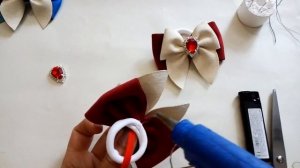 Бантики по шаблону из замши