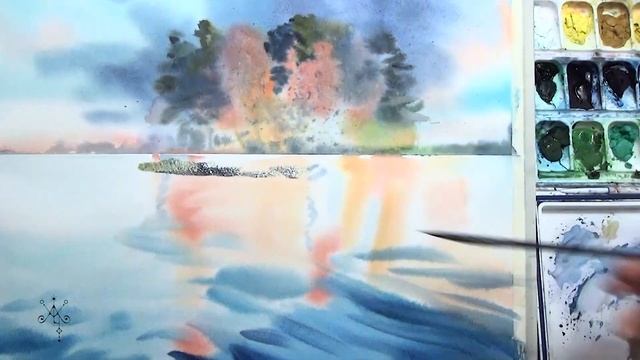 Осенний пейзаж акварелью смотреть онлайн