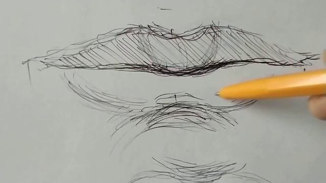 Рисуем рот.Набросок ручкой