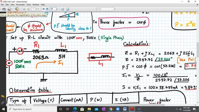 Power factor improvement circuit (RL load with C in parallel) in Proteus