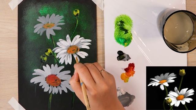 СУПЕР ПРОСТЫЕ РОМАШКИ! Рисуем гуашью /акрилом #51