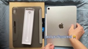 iPad Air 4 Silver 2021 &  Apple Pencil 2nd Gen engraved & Accessories: case & pencil cover Unboxin