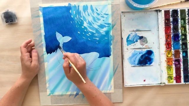 Видео урок рисования акварелью "Синий кит" от Анны Петуновой (ТРЕЙЛЕР) смотреть онлайн