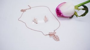 Комплект Серьги Колье "Листики" позолота 0.45 мк комплект гарнитур  листочки цветы природа 3779