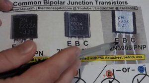 Electronics NPN and PNP Bipolar Junction Transistor BJT TO92 package intro lecture