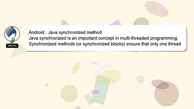 Android : Java synchronized method смотреть онлайн