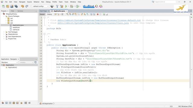 Java IO - Nhập xuất file - Copy file BufferedInput/BufferedOutputStream FileInput/FileOutputStream