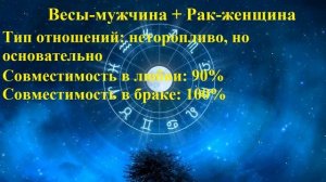 Совместимость Весы-мужчина и Рак-женщина