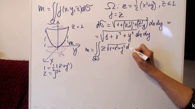 Знаходження маси частини поверхні параболоїду. смотреть онлайн