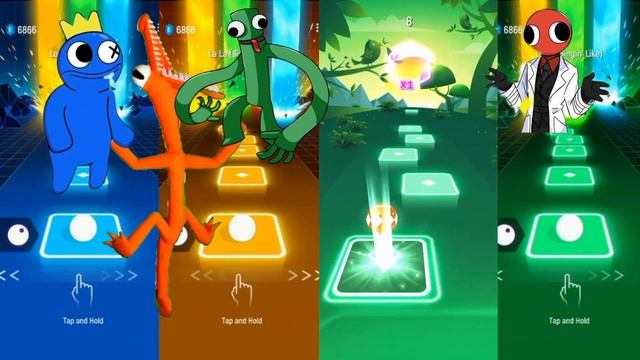 Rainbow Friends: Blue vs Green vs Orange vs Red| Tiles Hop - Edm Rush смотреть онлайн