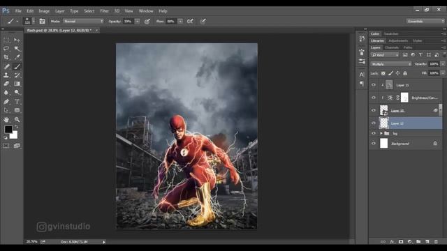 The Flash Fan Art Photoshop tutorial смотреть онлайн