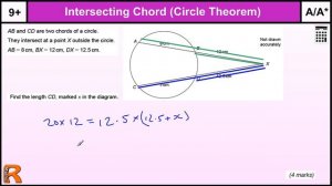 Intersecting Chord Theorem (Circle Theorems) GCSE Maths revision Exam paper practice & help