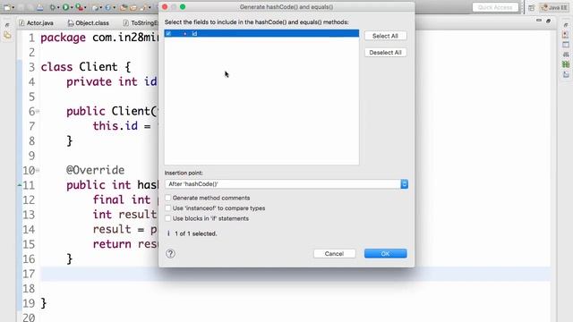 12 equals and hashCode methods