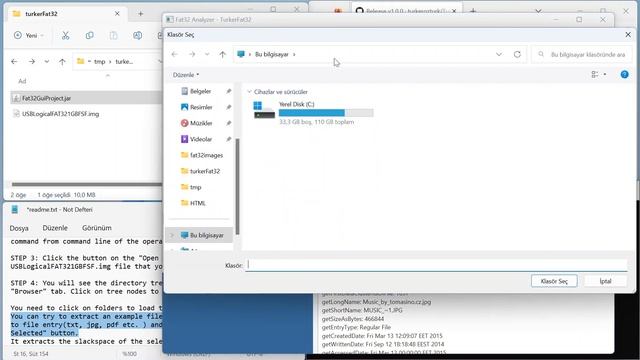 turkerfat32 demo (FAT32 partition image parser library in Java)