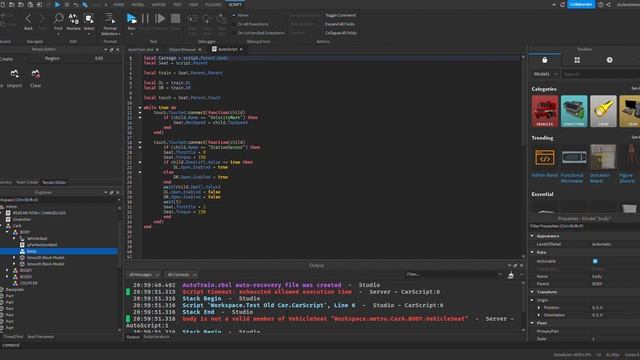 Roblox Studio|Making An Automatic Train For Other Users| [skylerstream]