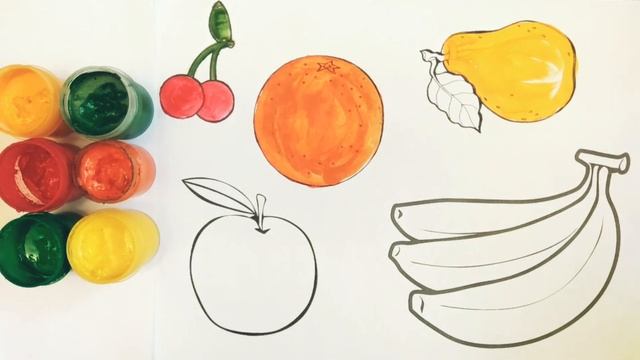 Учим цвета и фрукты , рисуем для детей. смотреть онлайн