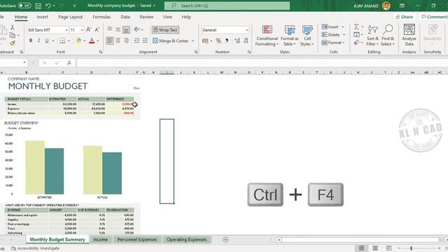 Excel Shortcut to Close Current Workbook