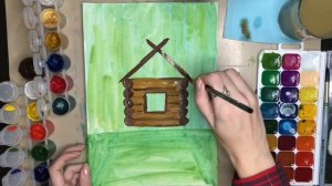Избушка Бабы Яги. Как нарисовать избушку из сказки? Гуашь и акварель. Мастер-класс по рисованию.
