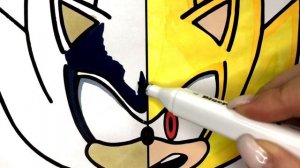 SUPER SONIC and DARK SONIC in one face / How to draw Sonic / Sonic the hedgehog coloring
