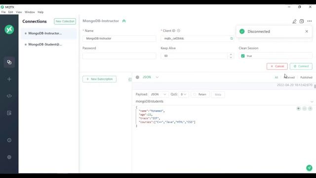 MQTT MongoDB Atlas Project
