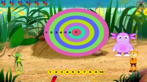 Игра Лунтик.  Математика.  Кузя и Пчеленок играют в дарц.