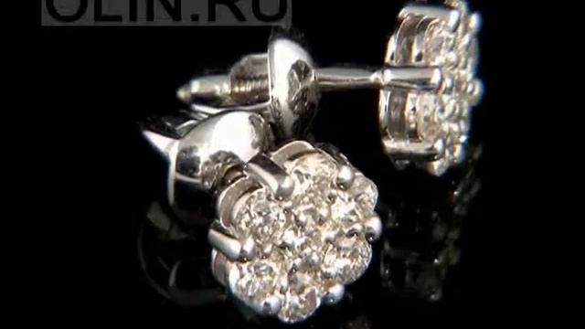 Золотые серьги-гвоздики с бриллиантами смотреть онлайн