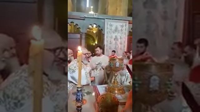 Orthodox Patriarch of Tbilisi consecrates the Eucharist (Divine Liturgy)