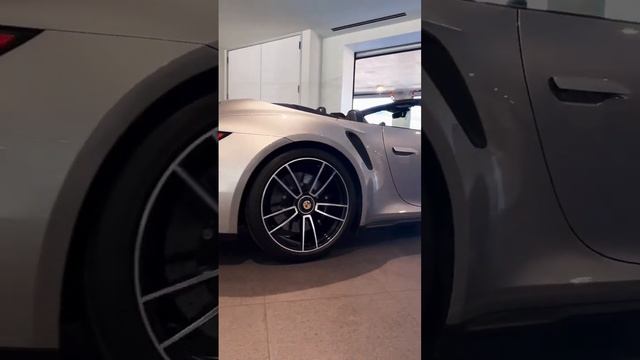 2023 Porsche 911 Turbo S Cabriolet in GT Silver with Graphite Blue interior. #porsche #911turbos