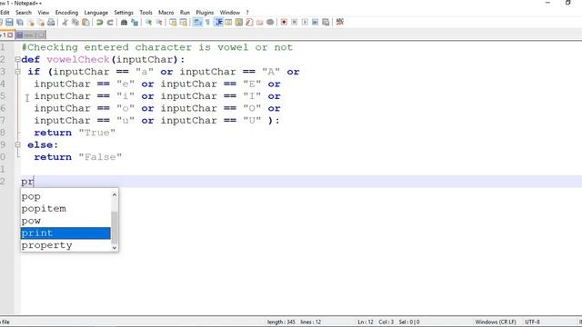 Python Program - Function to check entered character is vowel or not