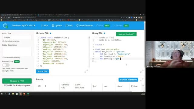 Tech-Talk with Wesley Rolfson: SQL Query Optimization