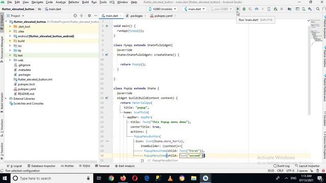 Popup menu button | Flutter settings menu | How to Create popup menu in Flutter android studio смотреть онлайн