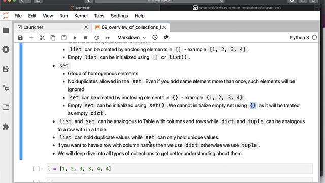 Mastering Python - Overview of Collections - list and set - 02 Overview of list and set