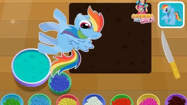 Мультик игра Май литл пони: Радуга Дэш готовит тортик (Rainbow Dash cooking M and M cake) смотреть онлайн