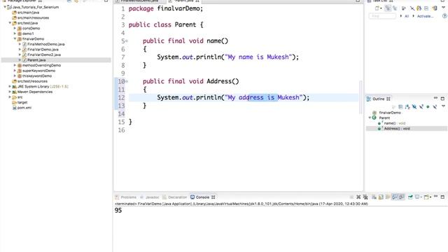 What Is Final Keyword In Java- final Variable, final method and final class смотреть онлайн