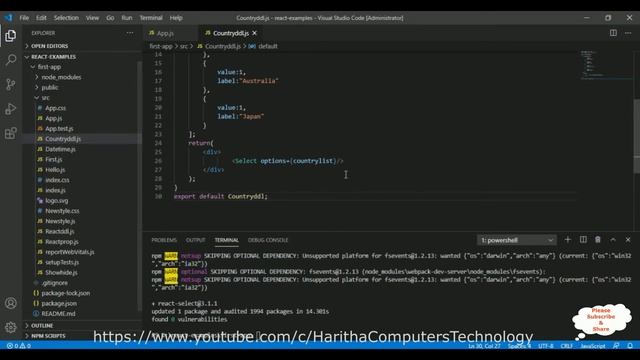 React js Get dropdown value | Learn react js with javascript