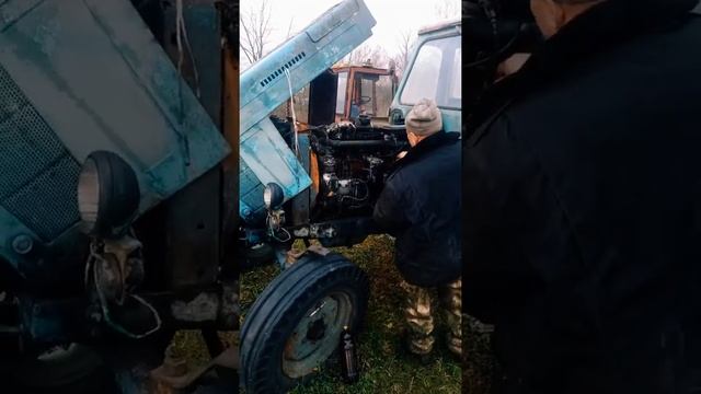 Запуск старенького МТЗ-50 смотреть онлайн