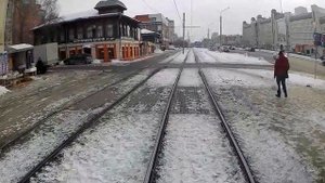 Омский трамвай. 8 маршрут. ПО Полет - Котельникова за 15 минут. Зима 2022 - 2023.