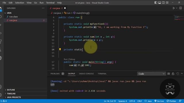 Function in Java | Tutorial in Tamil | Tamil Programmer