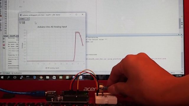 Java + JavaFX + jSSC - read byte from Arduino Uno, display in LineChart смотреть онлайн