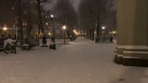 Stockholm Snowfall walk on Södermalm: Götgatan - Mariatorget, Sounds of street, wind and walking