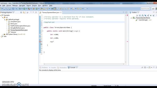 Write a java program to demonstrate ternary operator in java