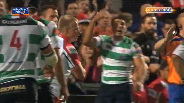 Luke Marshall bursts over for Try Ulster v Benetton Treviso 27th Sept 2013