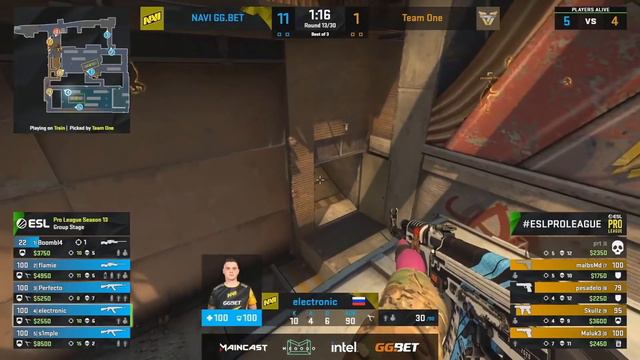 Группа C. NAVI vs TEAM ONE. Map-1 Train. ESL Pro League Season 13