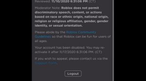 ROBLOX - I GOT BANNED FOR 7 DAYS I DID DO NOTHING