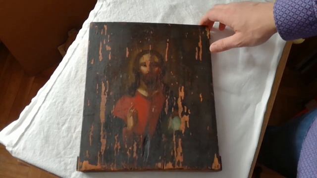 Продолжение обзора старинной иконы "Господь Вседержитель с Державой и Скипетром", Россия, 19 век