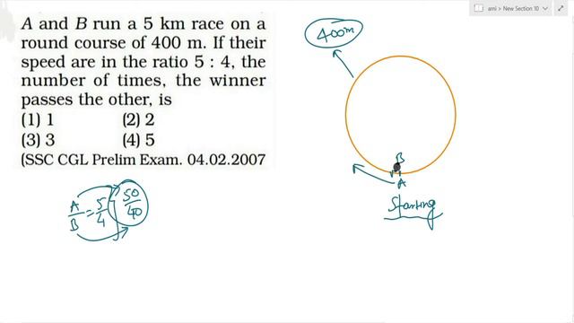 A and B runs 5 km race on a round course of 400 m. If their speed fire in the ratio 5 : 4 смотреть онлайн