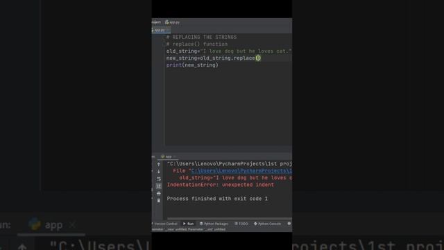 Replace() function in Python.#pycharm #pythonprogramming #python #computerprogramming