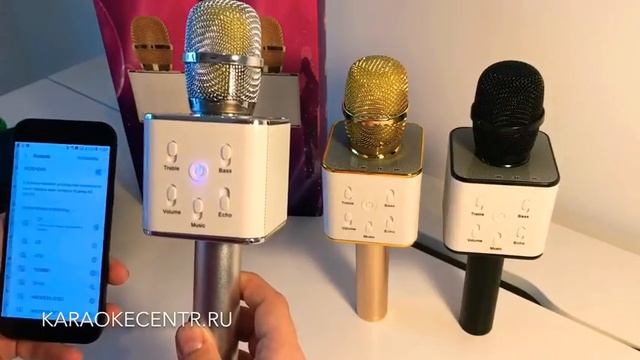 Обзор bluetooth караоке микрофон колонка Q7 в картонной упаковке смотреть онлайн