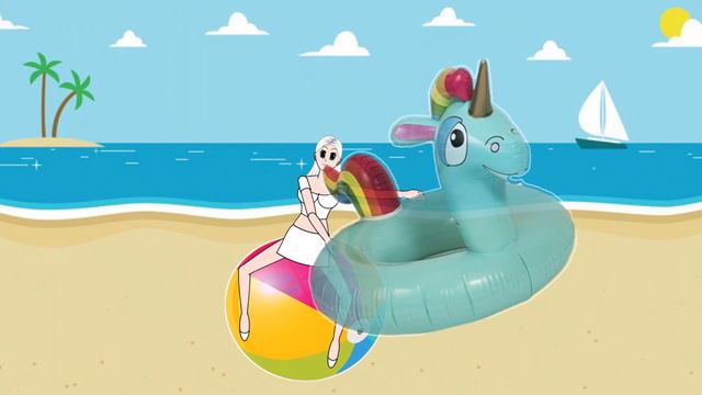 Swim Ring Blow To Pop. Animation