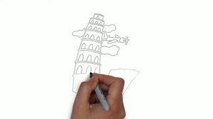 как нарисовать пизанскую башню,how to draw the Leaning Tower of Pisa,la torre inclinada de Pisa